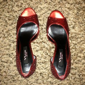 Dorothy Wizard of Oz, Red Sparkly Peep Toe