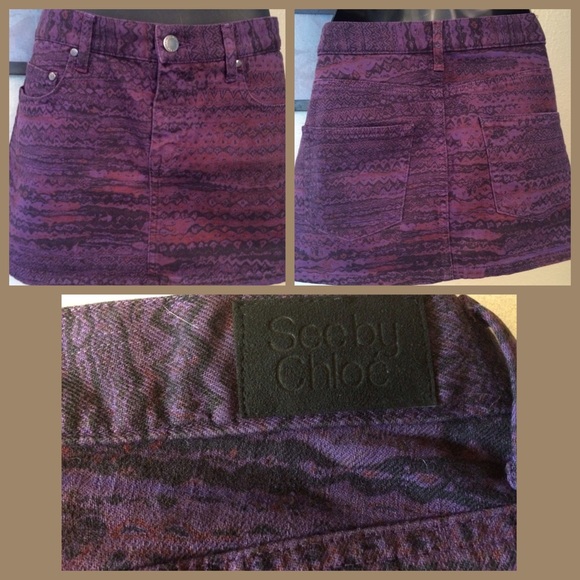 See by Chloe Aztec Tribal Denim skirt. - Picture 2 of 4