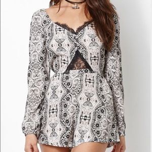 Kendall and Kylie long sleeve paisley romper