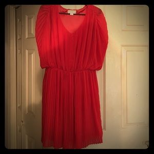 Red pleaded draped arm Jessica Simpson Dress