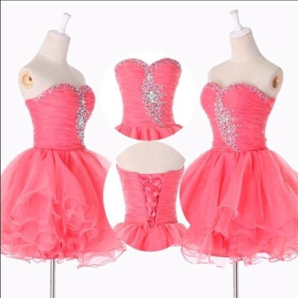 Pink Size 0-4 Formal homecoming dress strapless - Picture 1 of 4