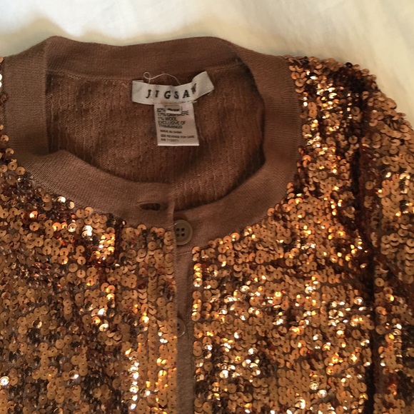 JIGSAW/ Copper Metallic Cardigan - Picture 2 of 3