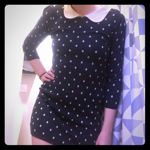 Polka dot sweater dress