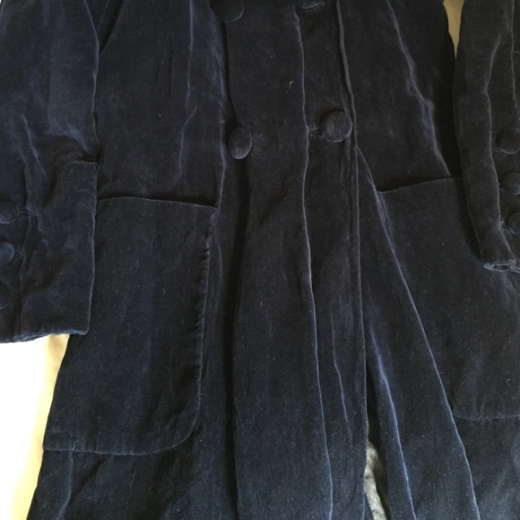 JIGSAW Navy velvet trench coat - Picture 3 of 3