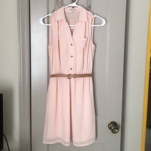 Pink Tank dress w/ Sheer back and removable belt