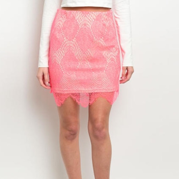 Coral Tan lace skirt
