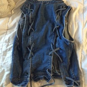 Lace up the back jean vest