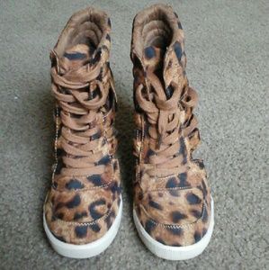 BRAND NEW | Leopard Wedge Sneakers by Paper Fox