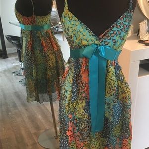 BCBG multi color ruffle dress