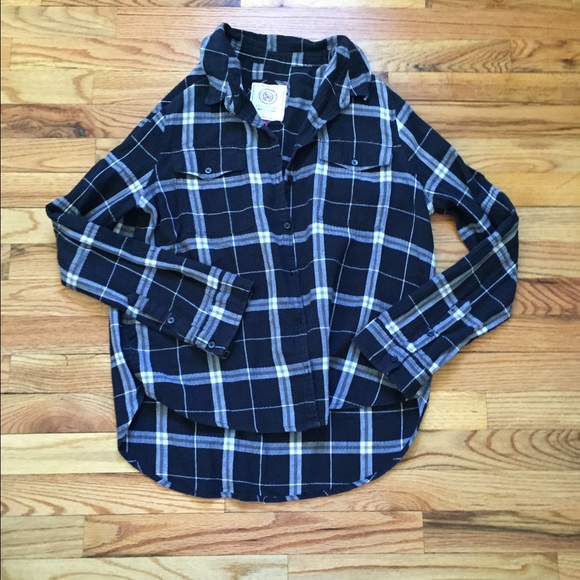 SO Tops - SO Black and White Plaid Top L