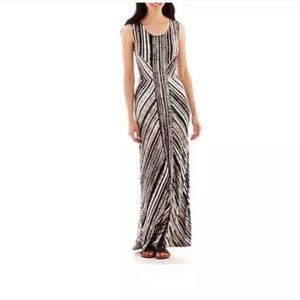 A.n.a dress stripe brown ivory maxi dress summer