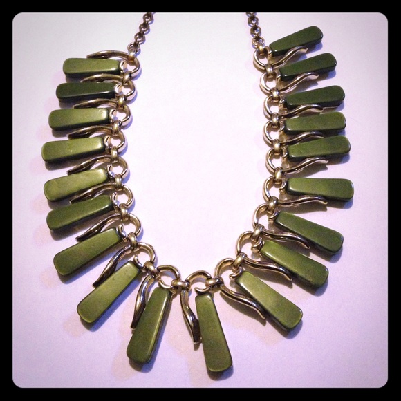 Olive green and gold necklace