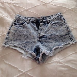 Acid wash high waisted shorts