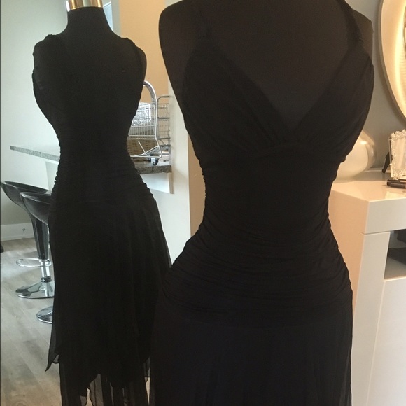 Black BCBG Asymetrical  handkerchief dress