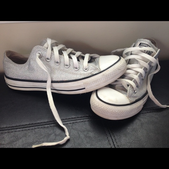 Converse Shoes - Silver glitter converse tennis shoes