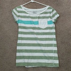 American Eagle Striped blue and green tshirt