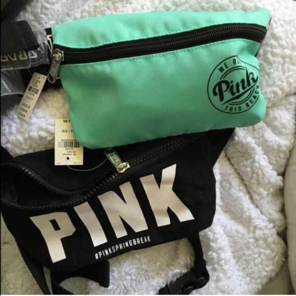 PINK - black fanny pack