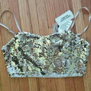 Gold Sequin Bustier Crop Top