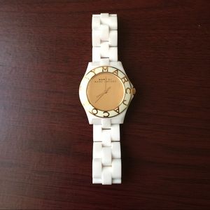 Marc jacobs white rose gold bracelet watch