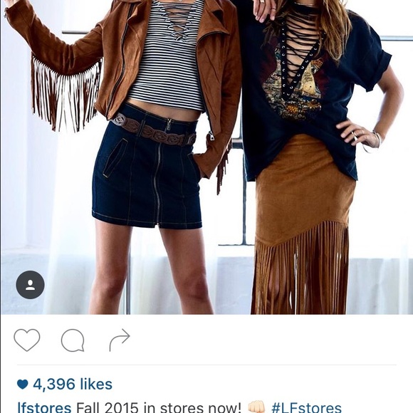 Brown fringe skirt size xs