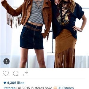 Brown fringe skirt size xs