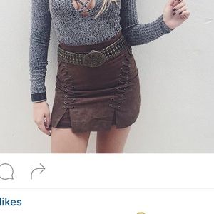 Cute brown side lace skirt