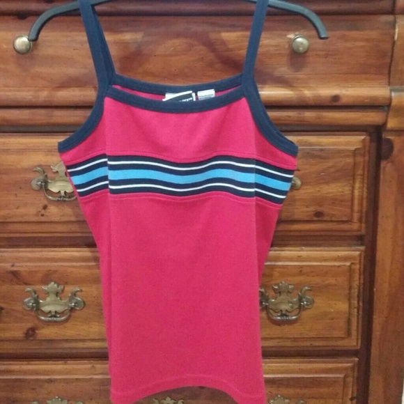 π ππSALEβπSoft Red/Blue Trim Sumr Top sz14/16 - Picture 1 of 3