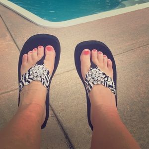 Zebra Diamond Studded Flip Flops