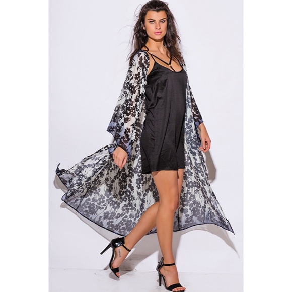Floral Print Sheer Kimono #561 - Picture 2 of 4