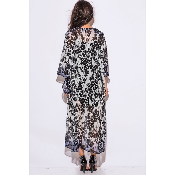 Floral Print Sheer Kimono #561 - Picture 3 of 4
