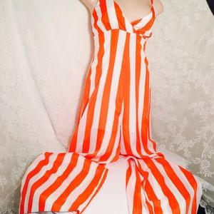 orange and white striped jumpsuit