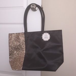 NWT black and gold glitter tote.