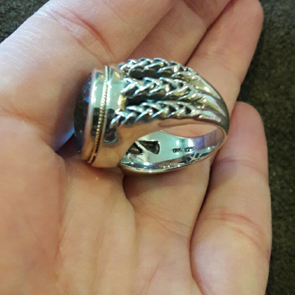 🚫SOLD🛇Blue Topaz Sterling/18KTEffy Designer Ring - Picture 2 of 8
