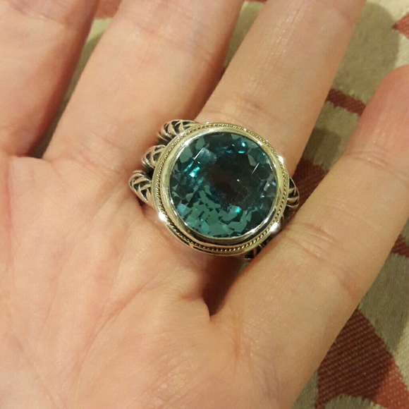 🚫SOLD🛇Blue Topaz Sterling/18KTEffy Designer Ring - Picture 3 of 8