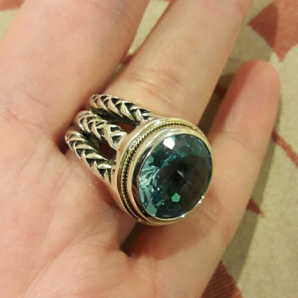🚫SOLD🛇Blue Topaz Sterling/18KTEffy Designer Ring - Picture 4 of 8