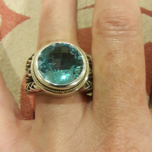 🚫SOLD🛇Blue Topaz Sterling/18KTEffy Designer Ring - Picture 5 of 8