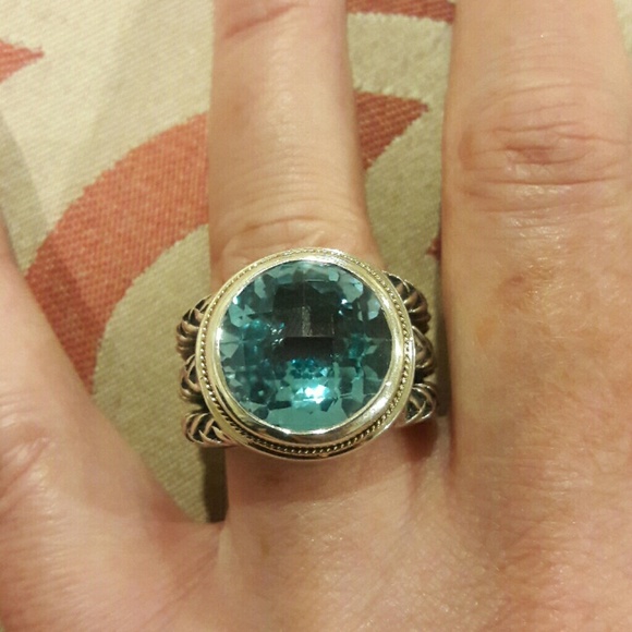 🚫SOLD🛇Blue Topaz Sterling/18KTEffy Designer Ring - Picture 6 of 8