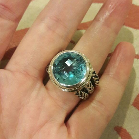 🚫SOLD🛇Blue Topaz Sterling/18KTEffy Designer Ring - Picture 7 of 8