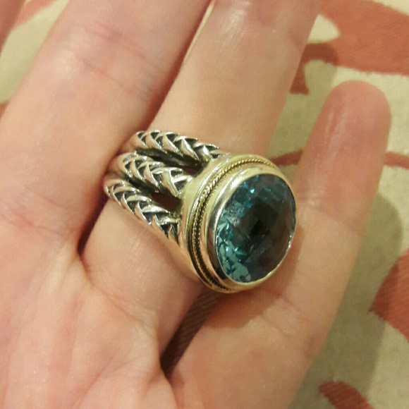 🚫SOLD🛇Blue Topaz Sterling/18KTEffy Designer Ring - Picture 8 of 8