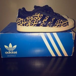 Adidas cheetah print shell toe