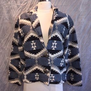 Vintage blue Western print blazer jacket