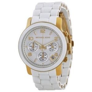 Michael Kors Women's Chronograph White/Gold Watch