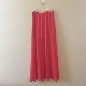 Forever 21 Sheer Pink Maxi Skirt