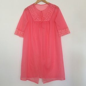 Vintage Luscious Raspberry Nylon Robe