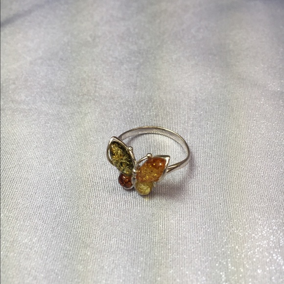 Sterling silver ring with Amber stones - Picture 2 of 2