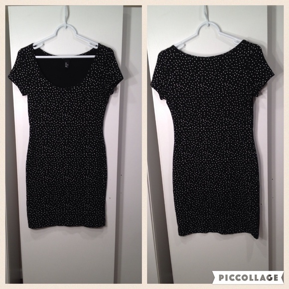 H&M size small blk basic dress w/white dots