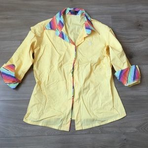 Yellow Polo with colorful trim