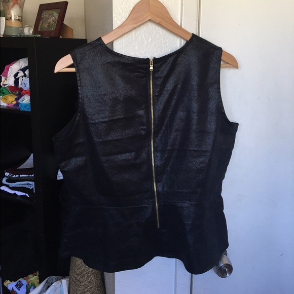 Tops - Shiny Black Peplum Top
