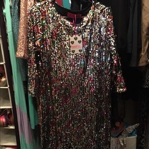 Multi color sequin tunic dress