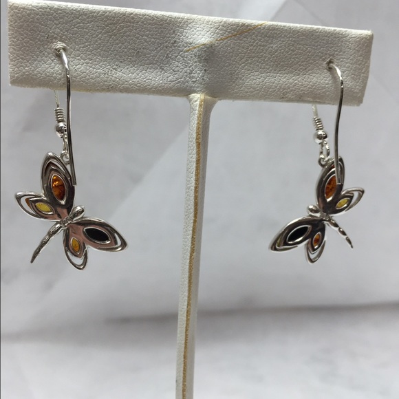 Sterling silver natural Amber earrings - Picture 2 of 2